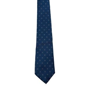 Arrow Dover Men's Blue 100% Silk Tie with White Red Circles‎ Pattern